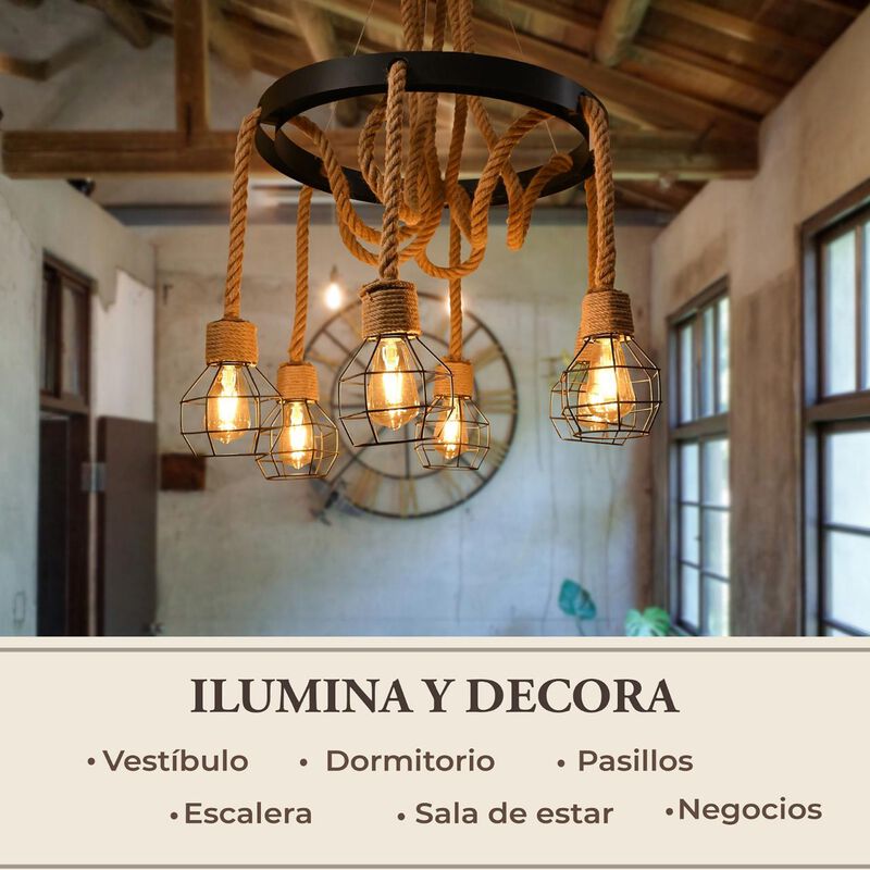 Lámpara Candil Colgante De Cuerdas Vintage image number null