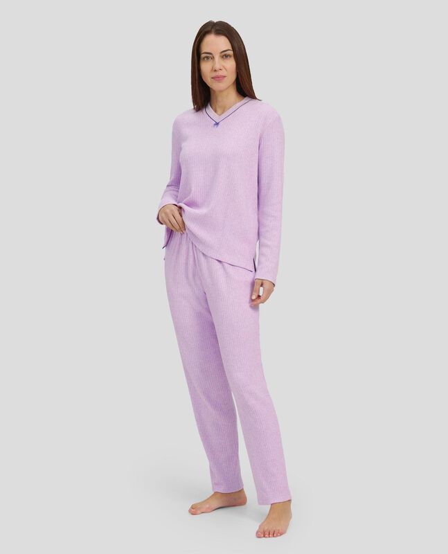 Pijama Canale con Cuello Pico Morado image number null