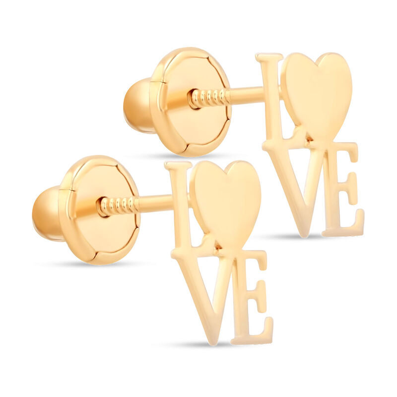 Broqueles De Oro Amarillo 14k (love) image number null