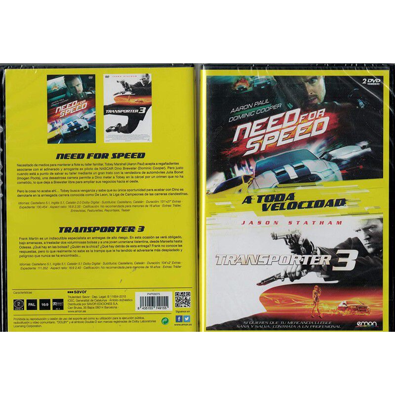Need For Speed DVD + Transporter 3 DVD image number null