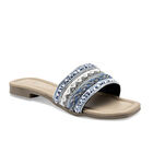 Mora Tierra sandalia piso para mujer azul blanco plata cod 142016-E