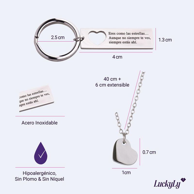 Llavero Collar Corazón, Regalos Mujer Parejas N... image number null