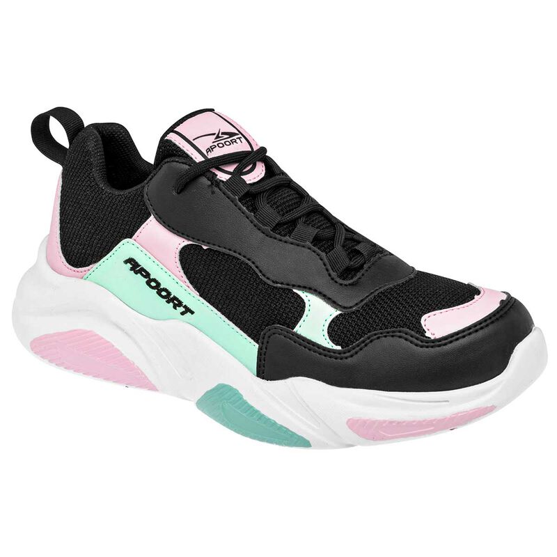 Apoort Tenis urbano para mujer negro rosa verde image number null