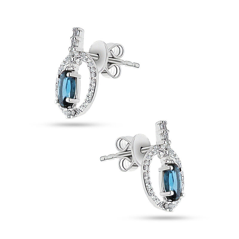 Aretes Oro Blanco 10k Con Topacio Azul Finos | ... image number null