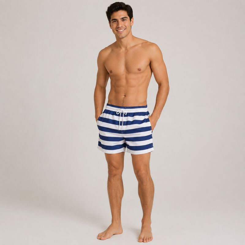 Traje De Ba&ntilde;o Hombre Secado Rapido Blanco/azul ... image number null