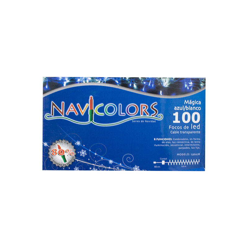 Serie Navideña 100 Led Luz Azul/blanca 8 Funcio... image number null