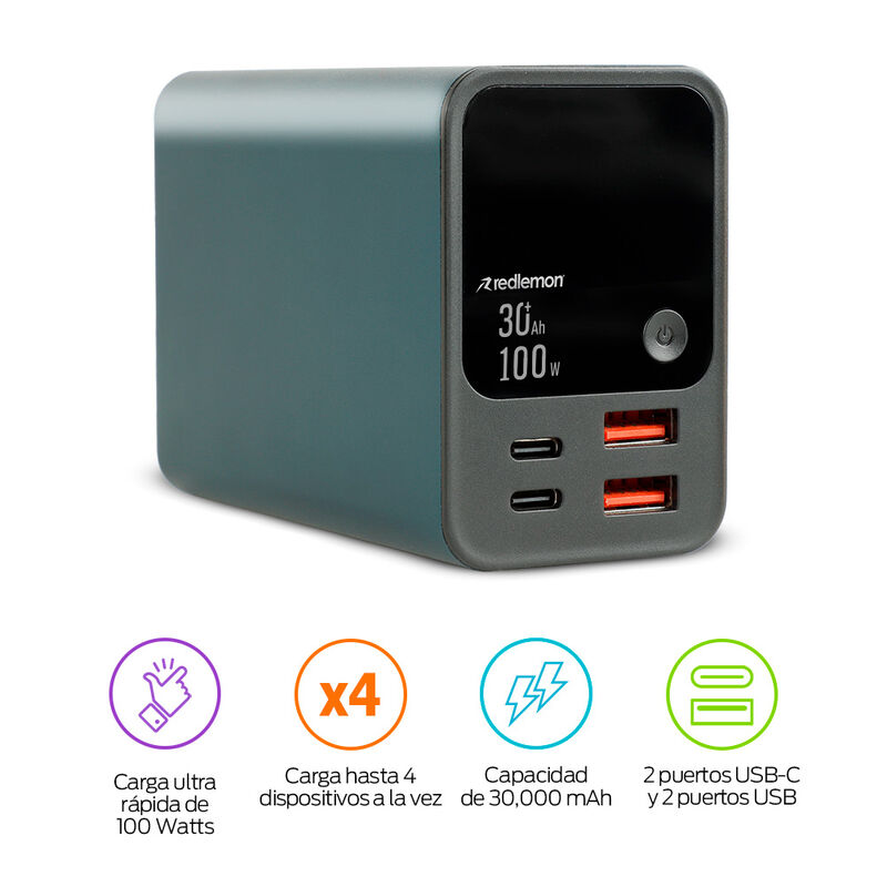 Power Bank 30,000 mAh Carga Rápida 100 W 2 Puer... image number null