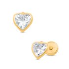 Broqueles De Corazon En Oro Amarillo 14k Con Zirconias