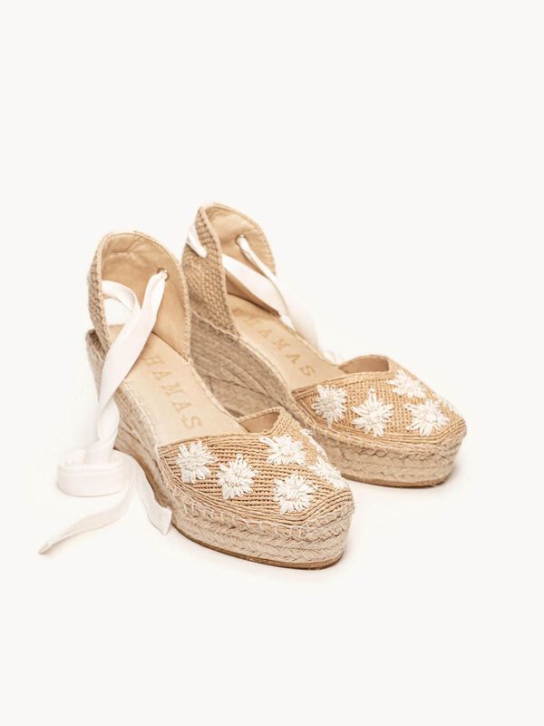 Alpargata Romero Cu&ntilde;a Media Plataforma Rafia Fl... image number null