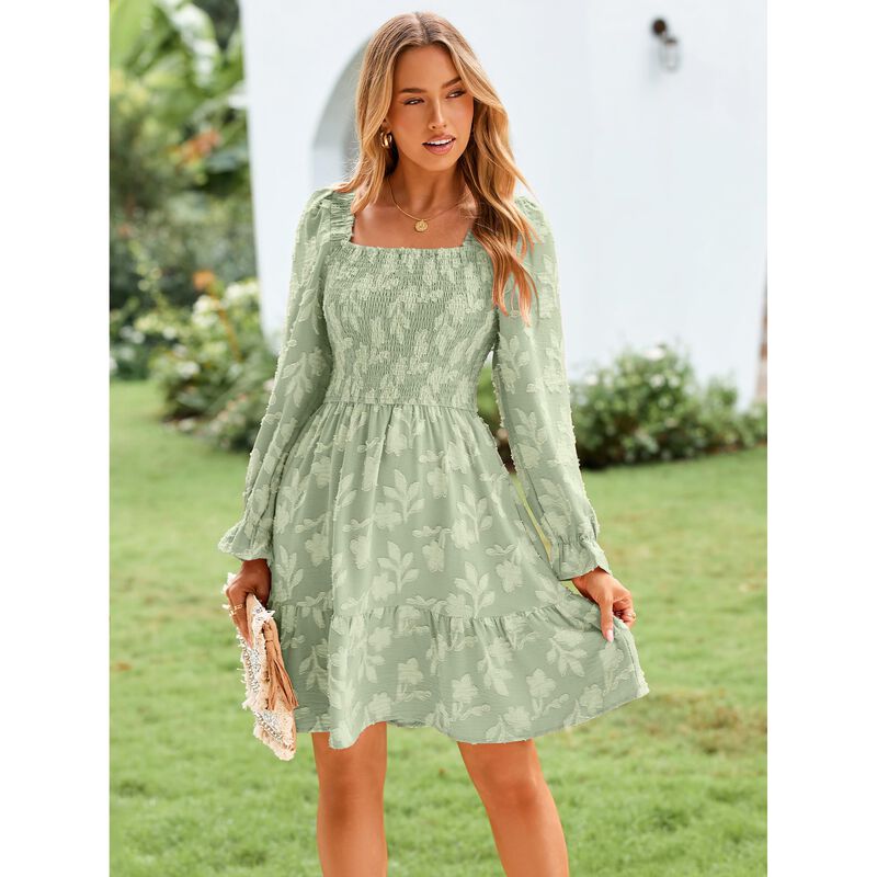 Vestido Berrygo Manga Larga Mini Verde Salvia X... image number null