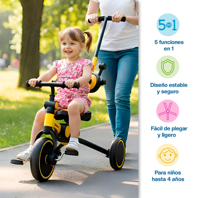 Triciclo para Ni&ntilde;os y Beb&eacute; 5 en 1 Plegable con ... image number null