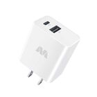 Cargador AC MYBAT 22W dual USB-C USB-A Universal Blanco (sin cable) Power Delivery