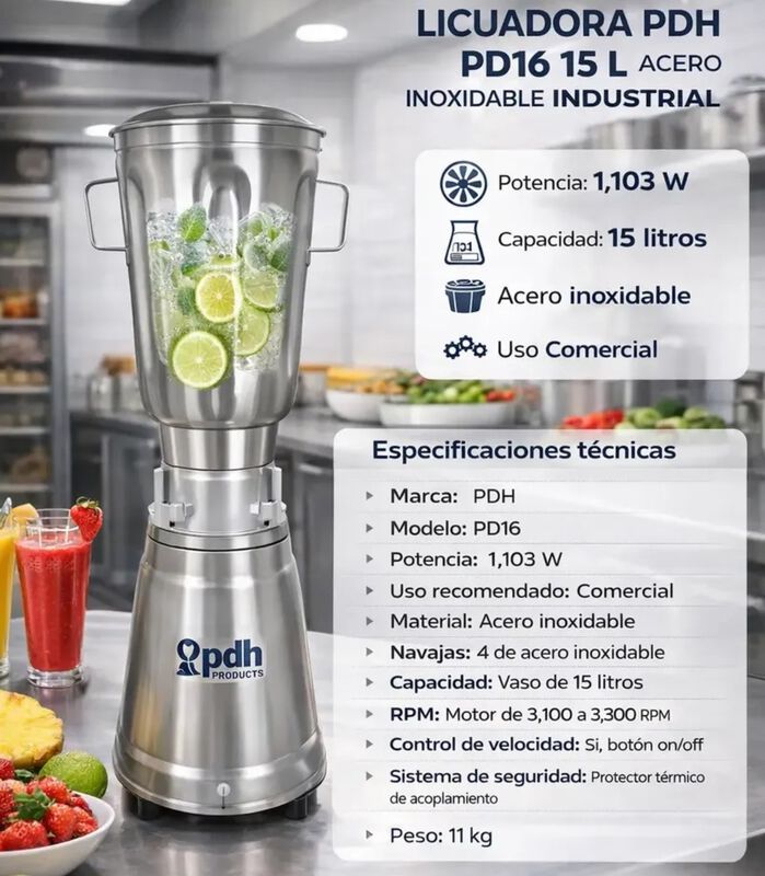 Licuadora Industrial Pdh Pd16 De 15 L En Acero ... image number null