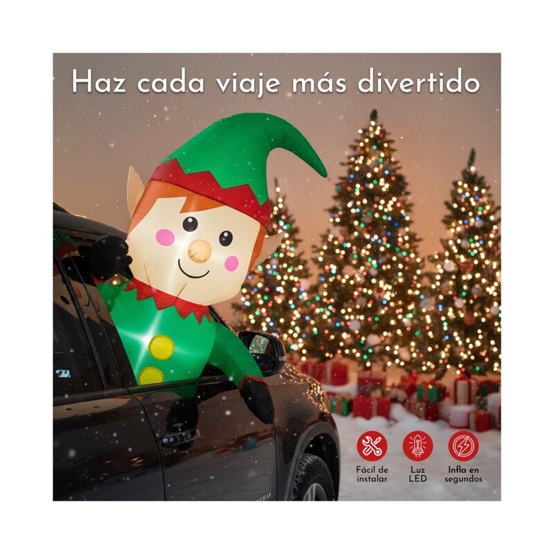Inflable Navidad Duende Gnomo Carro Automovil I... image number null
