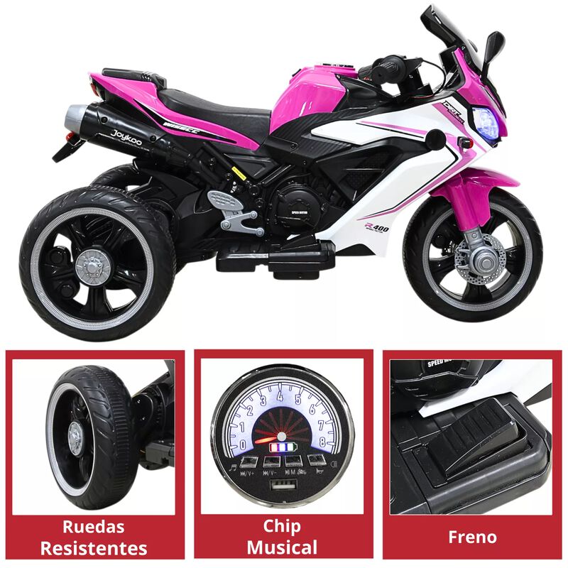 Moto El&eacute;ctrica Deportiva Para Ni&ntilde;os 3 Ruedas Bl... image number null