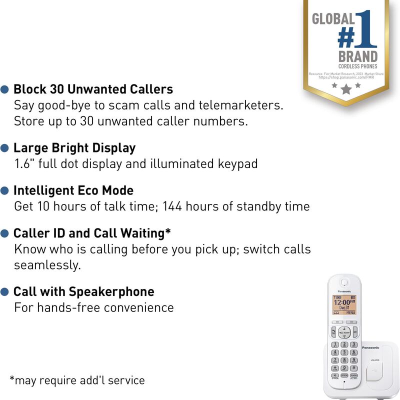 Tel&eacute;fono Inal&aacute;mbrico Panasonic Kx-tgc200w, Pant... image number null