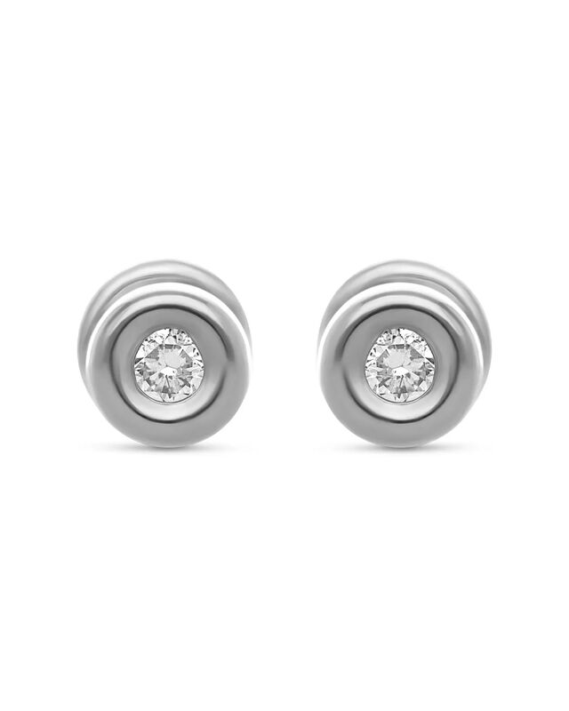 Broqueles Redondos De Oro Blanco 14k Con 6.5pts... image number null