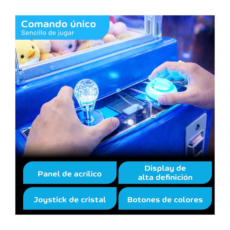Maquina Garra Peluches Azul Mini Doll Caza Luz ... image number null