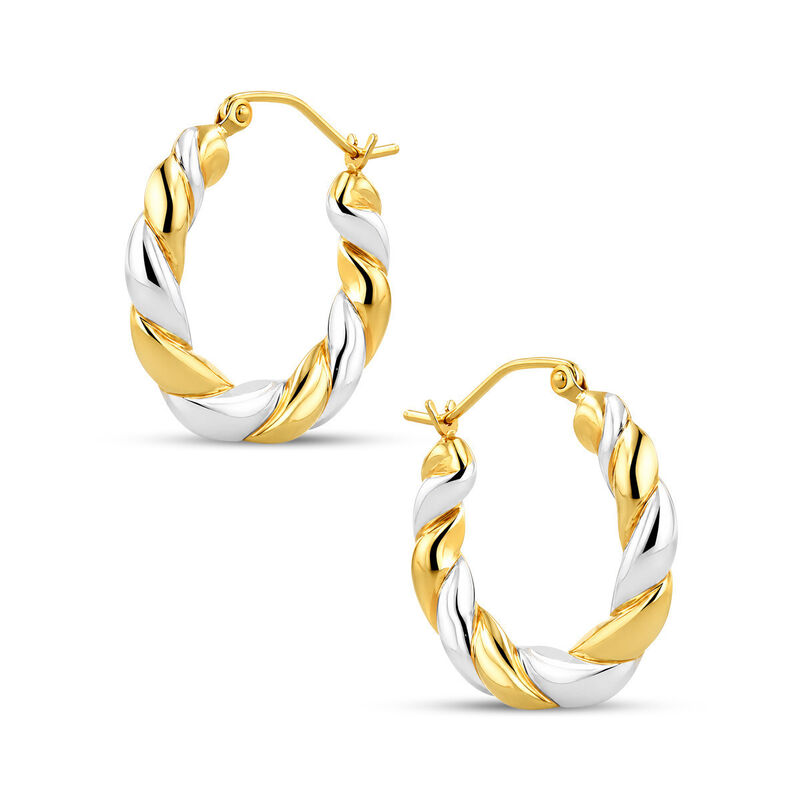 Arracadas Oro Blanco Y Amarillo 14k 13mm image number null