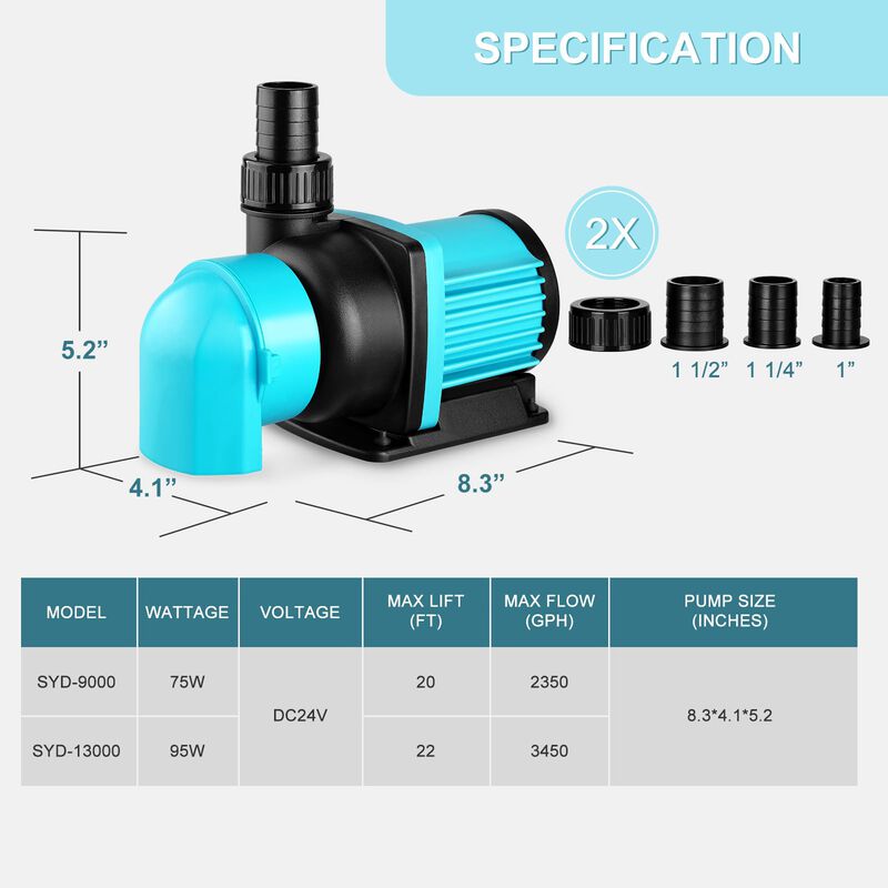 Bomba de Agua Jerepond 2350 GPH DC24V 20 Veloci... image number null