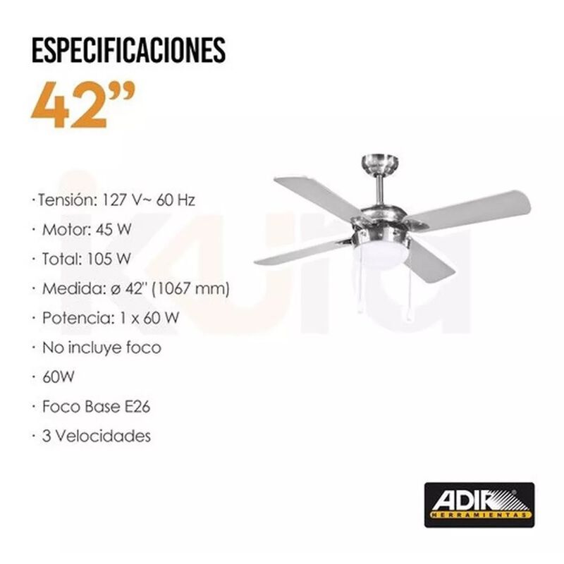 Ventilador de Techo Adir Satina con Lámpara image number null