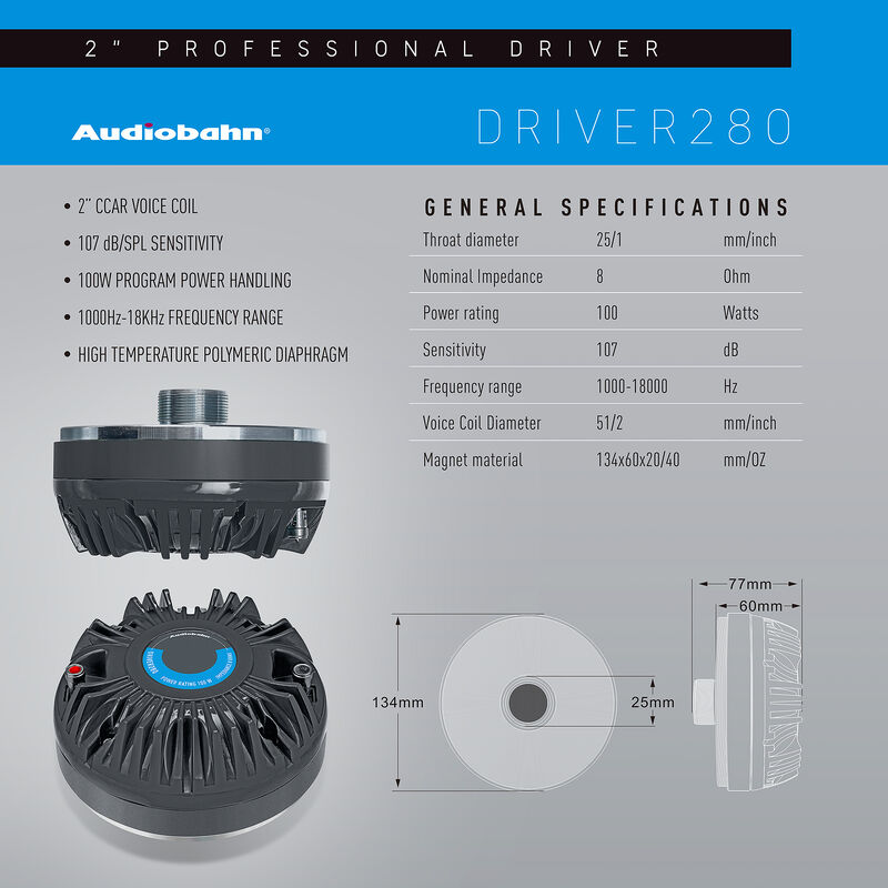 Driver de reemplazo 2'' Audiobahn DRIVER280 image number null