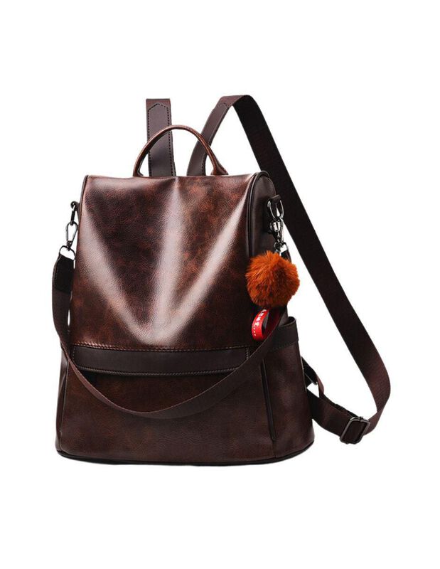 Bolsa Backpack Pink Brule De Cuero Para Mujer image number null