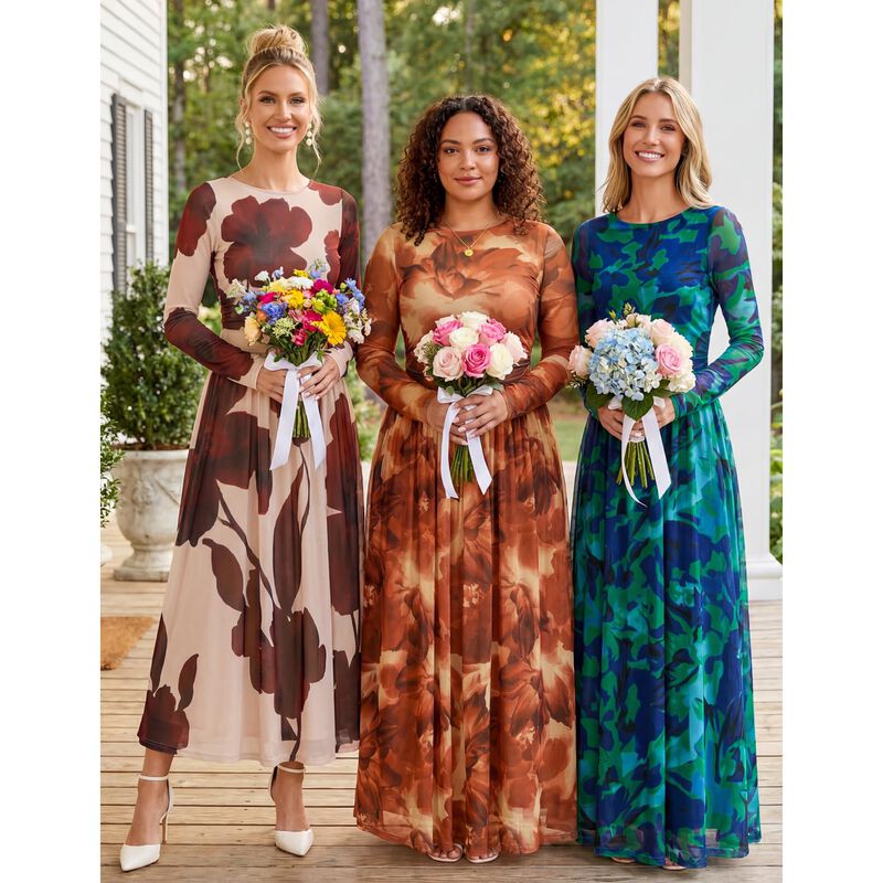 Vestido Merokeety Manga Larga Floral Maxi Talla... image number null