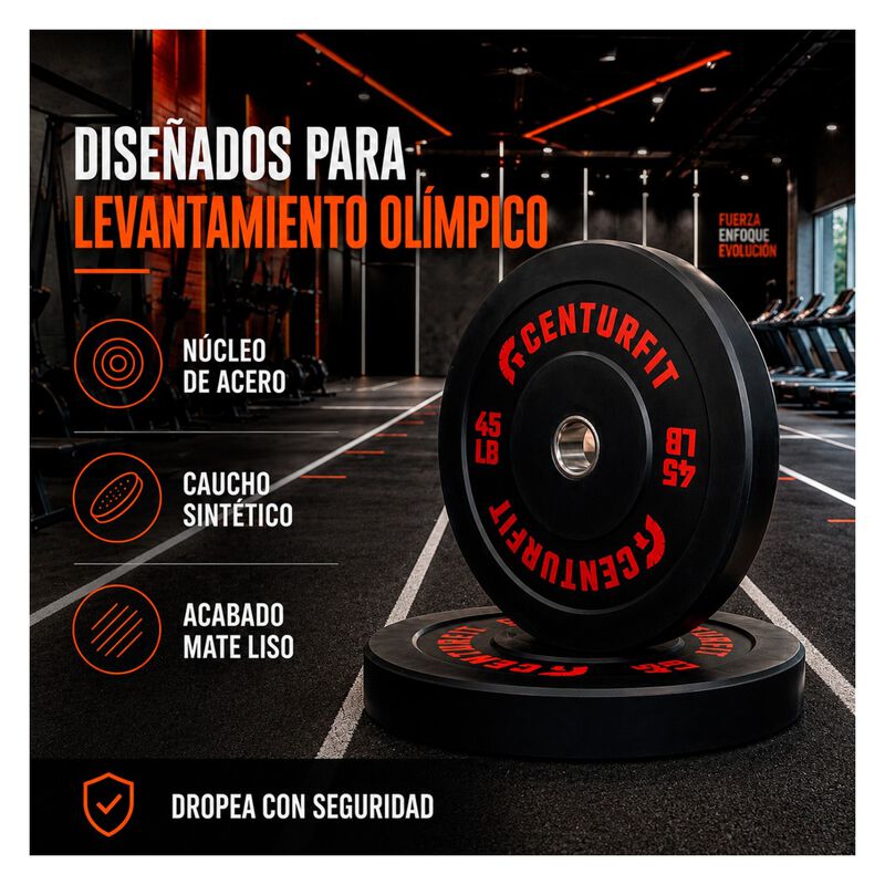 Par Disco Bumper Olimpico 45 Lb Centro Acero Ca... image number null