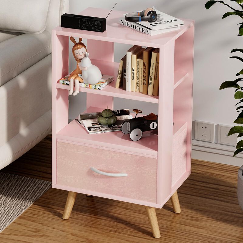 Mesita De Noche Aenuert Pink Kids Con Caj&oacute;n Y A... image number null