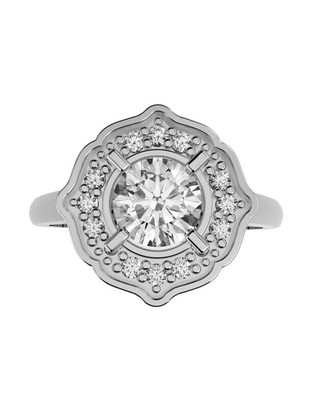 Anillo de Compromiso en Oro Blanco 10K con Circ... image number null