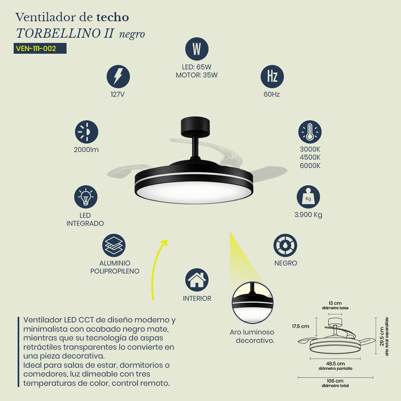 Ventilador de Techo MIL LUCES TORBELLINO II - A... image number null