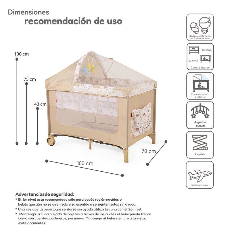 Cuna Corral Plegable con Cambiador y Dos Nivele... image number null