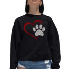 Sudadera De Cuello Redondo Word Art Para Mujer - Coraz&oacute;n de Patas - Negro
