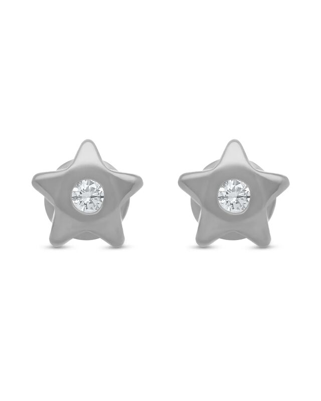 Broqueles De Estrella En Oro Blanco 14k Con 6.5... image number null