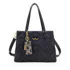 Bolsa Satchel Look Troquelado Grande Color Negro