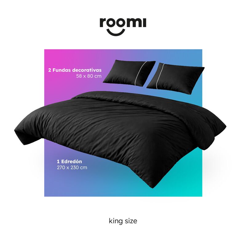 Edred&oacute;n King Size Negro Roomi 100% Algod&oacute;n + Fu... image number null