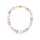 Pulsera Oro Amarillo 14k Con Perlas Multicolor