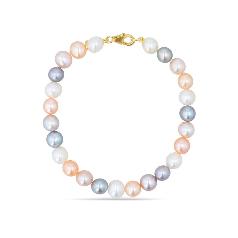 Pulsera Oro Amarillo 14k Con Perlas Multicolor image number null