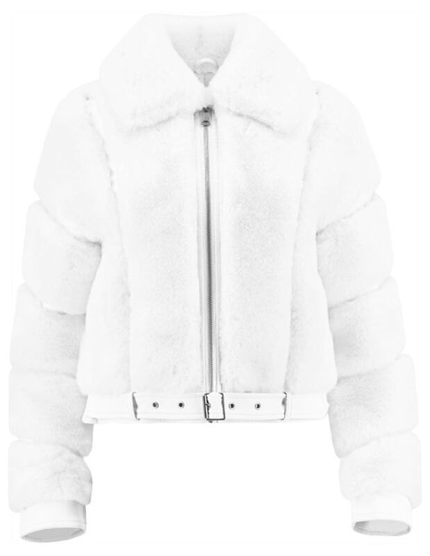 Chamarra Corta Peluche Cinturon Ajustable Blanc... image number null