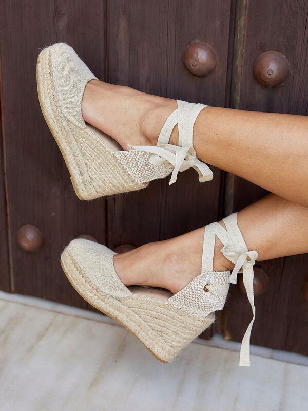 Alpargata de Cu&ntilde;a Alta Cala en Lino Metalizado ... image number null