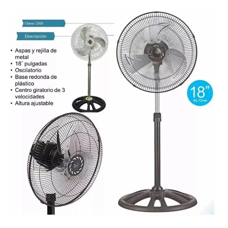 Ventilador Pedestal Mytek 3389 18 Pul Z-Fan Met... image number null