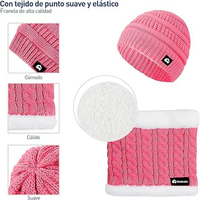 Juego de Gorro, Bufanda y Guantes Rosa para Niñ... image number null