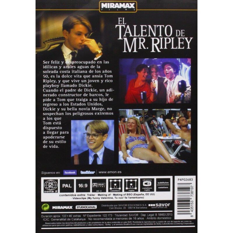 El Talento de Mr. Ripley [DVD] (1999) The Talen... image number null