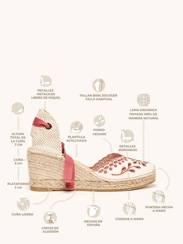 Alpargata de Cu&ntilde;a Media Bordada Granate image number null