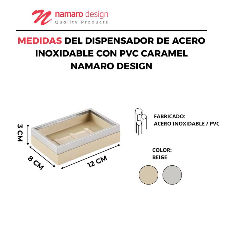 Jabonera De Acero Inoxidable Con Pvc Caramel Na... image number null