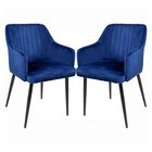 Set 2 Sillas Comedor Sillones Terciopelo Acolchadas Modernas Azul