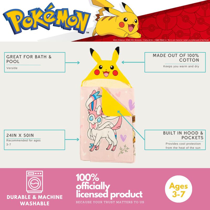 Toalla Con Capucha Franco Pok&eacute;mon Girl Anime Ki... image number null