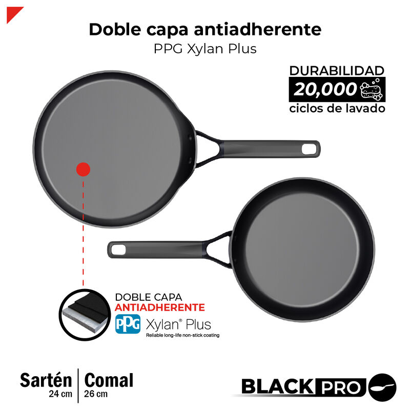 Set Sart&eacute;n 24 cm Y Comal 26 cm Aluminio Forjado... image number null