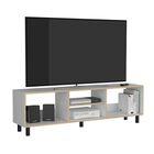 Mesa Para Tv Tunez Blanco Y Caf&eacute; Claro Para Televisor Hasta 70 Pulgadas Virtual Muebles
